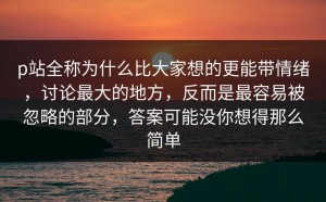 p站全称为什么比大家想的更能带情绪，讨论最大的地方，反而是最容易被忽略的部分，答案可能没你想得那么简单