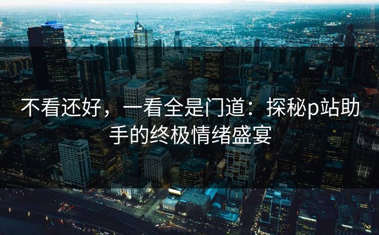 不看还好,一看全是门道:探秘p站助手的终极情绪盛宴 不看还好,一看全是门道:探秘p站助手的终极情绪盛宴