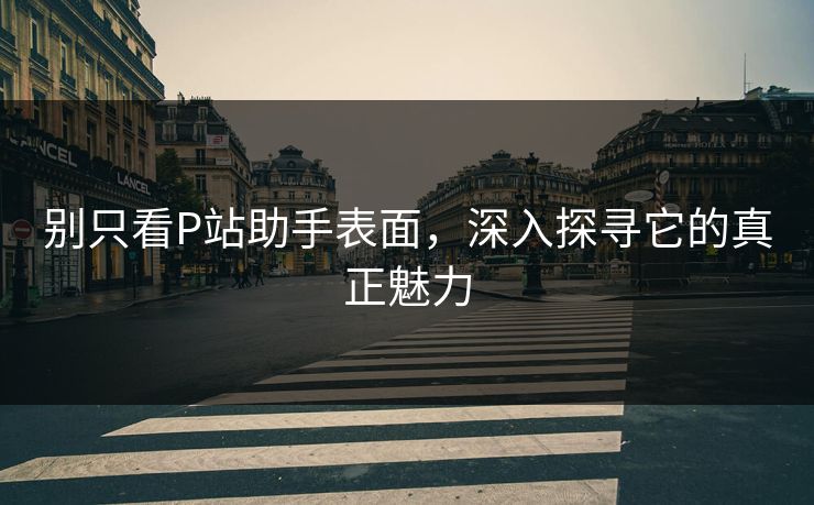别只看P站助手表面,深入探寻它的真正魅力 别只看P站助手表面,深入探寻它的真正魅力