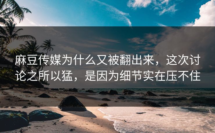 麻豆传媒为什么又被翻出来，这次讨论之所以猛，是因为细节实在压不住